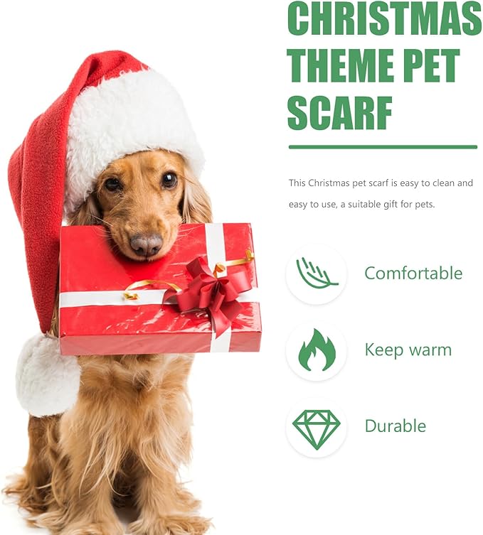 2pcs Plaid Dog Christmas Scarves Triangle Bibs Cotton Pet Bandanas Festive Xmas Supplies for Small and Medium Dogs