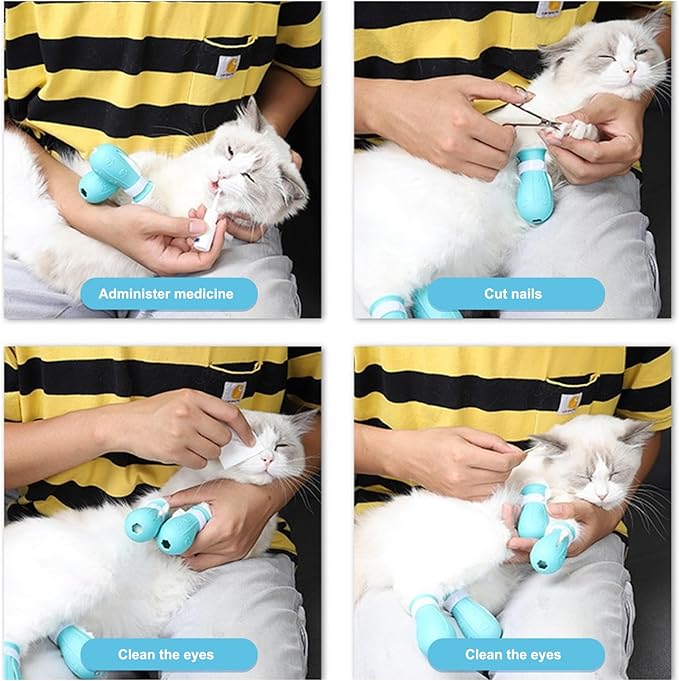 Cat Bubble Muzzle with 4 Boots 5 Inch Breathable Transparent Cat Muzzle with Lock Anti-Lick & Anti-Bite Head Cover for Grooming, Nail Trimming