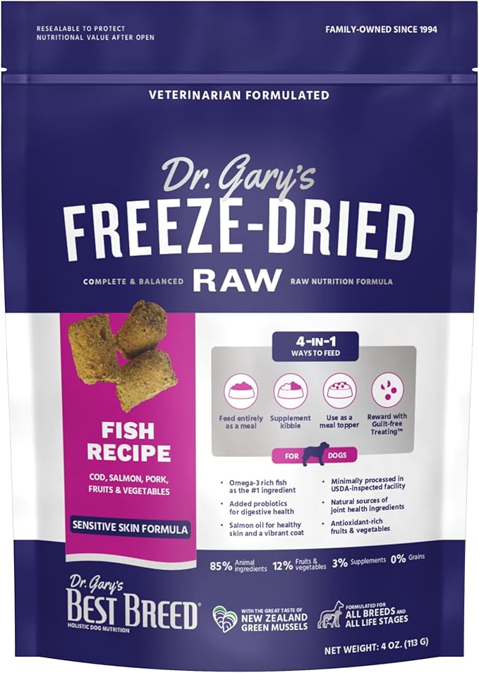 Dr. Gary's Best Breed Freeze-Dried Raw Food, Topper and Treat: Fish Recipe - 4 oz.
