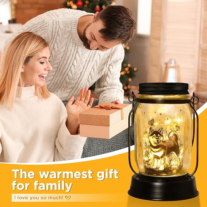 Shiba Inu Gifts for Women/Men Shiba Inu Solar Lanterns Mom Birthday Shibe Dog Lovers Lantern Pet loss Animal Doge Memorial Lights Solar Garden Decoration for Yard, Patio,Backyard,Porch Torches