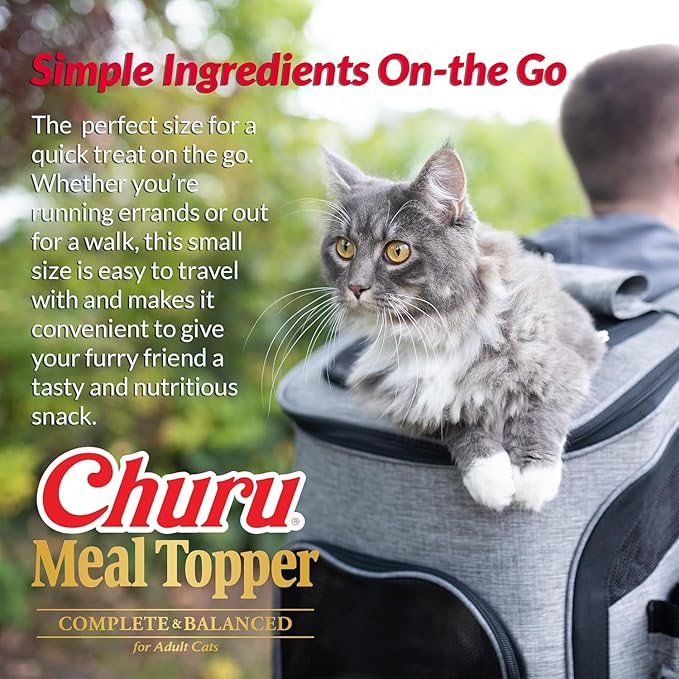 INABA Churu Meal Topper for Cats, Complete & Balanced, Creamy, Lickable Purée Cat Food Topper, 0.5 Ounce Tube, 48 Tubes (4 per Pack), 2 Flavor Variety Pack