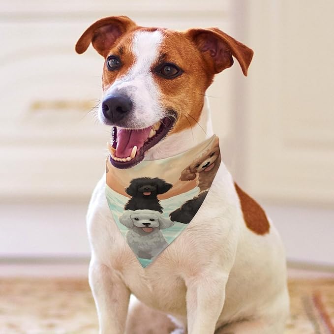 Dog Bandana Spring Pet Scarf Adjustable Triangle Poodles Dogs Printing Dog Bib Washable Polyester Puppy Bandana for Small Medium Large Dogs Cat Birthday Party Supplies