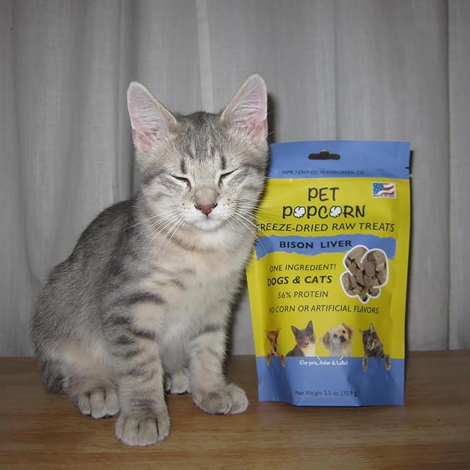 Freeze-Dried Raw Treats - Bison Liver - 2.5oz Bag, Dog & Cat Snacks, Single Ingredient, Natural, Pet Food Topper, Protein‑Packed Meat