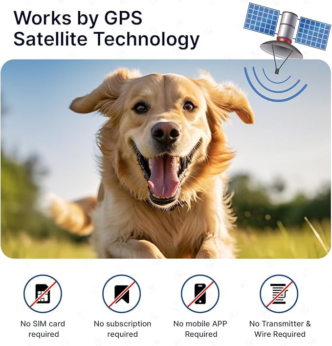 My Pet Command Wireless GPS Dog Fence No Wires & No Base Transmitter Outdoor Radius Coverage 33-1999 Yards IPX7 Waterproof Collar w/Tone, Vibrate & Safe Static Modes Fits Dogs 8″-28″ Neck (S to XL)