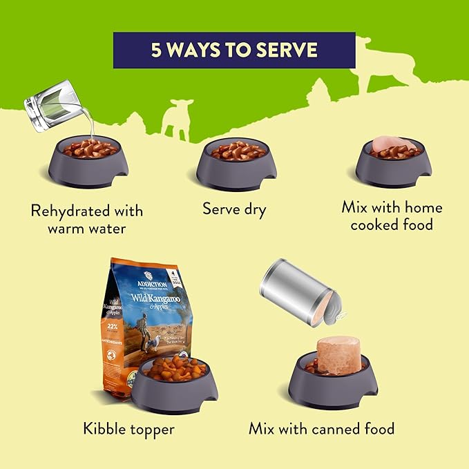 Addiction Herbed Lamb & Potatoes Air-Dried Grain-Free Dog Food – Complete Meal or Topper with Natural Ingredients for Digestive and Skin & Coat Health, 2lb - 4 Packs