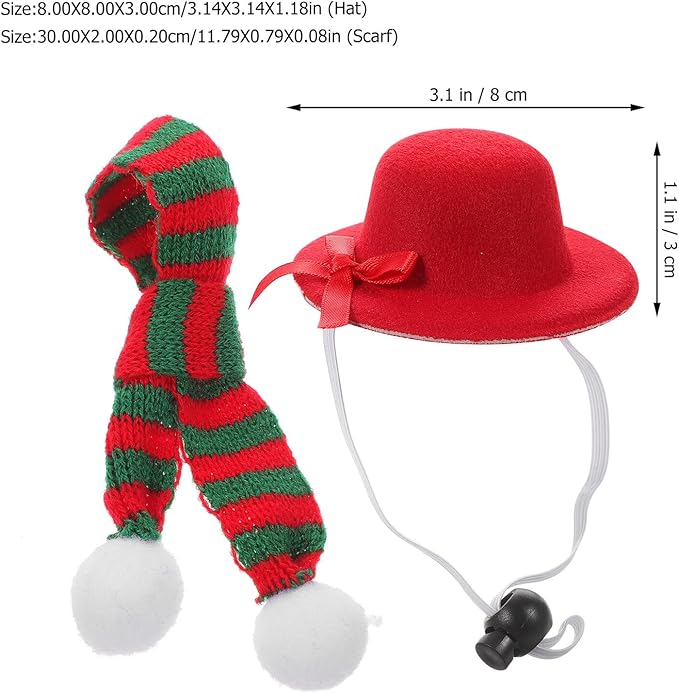 NUOBESTY Pet Dog Hat and Xmas Scarf Set, Knitted Red Party Headdress with Green-red Scarf 2pcs, Festive Pet Supplies for Holiday Celebration