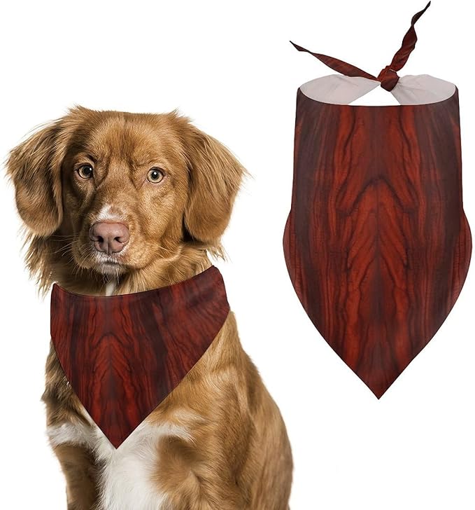 Dog Bandana Spring Pet Scarf Adjustable Triangle Red Wood Printing Dog Bib Washable Polyester Puppy Bandana for Small Medium Large Dogs Cat Birthday Party Supplies