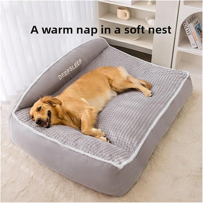 Cat Bed, Warm Non-Slip Dog Kennel Cushion, Washable Sleeping Mat for Small Puppy, Soft Winter Pet Supplies(Gray,M- 55x40x21cm)