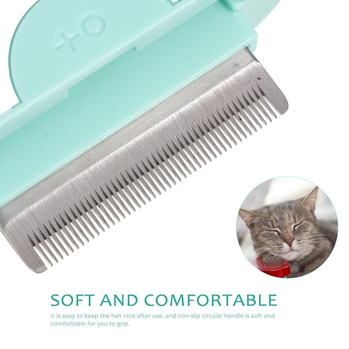 ibasenice Cat Hair Removal Comb and Grooming Brush with Massage Function, Mint Green Pet Shedding Tool for Cats, Soft Hair Cleaning Comb for Fur Removal and Bath Use