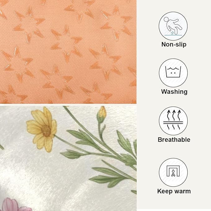 Dog Bed for Crate Washable Pet Sleep Pad, Floral Print Kennel Mat with Non-Slip Bottom, Soft Fluffy Supplies Pet for Dogs and Cats (24x18 inch)