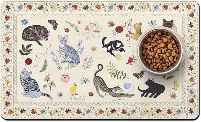 Dog Food Mats for Floors Absorbent, Non-Slip Quick Dry Dog Mat for Food and Water, Cat Pet Food Mat Pet Supplies