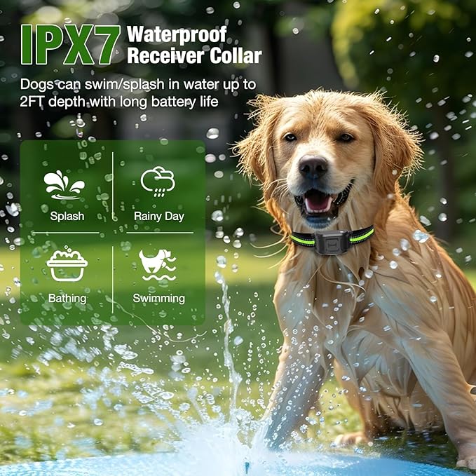 Wireless Dog Fence 2.4GHz Electric Fence for Dogs Wireless Fence for Dogs Portable Electric Dog Fence with Waterproof and Rechargeable Dog Training Collar (1 Controller & 3 Collar)