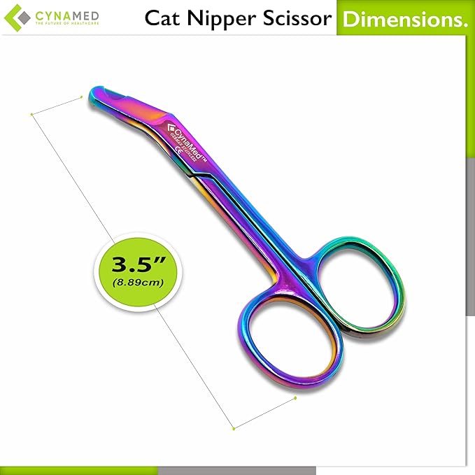 CynaVet Stainless Steel Multicolor Cat Nail Clippers: Safe Trimming of Indoor Cats, Rabbits, Hamsters, Birds - Ideal for at-Home Grooming - Veterinary Instruments Gifts