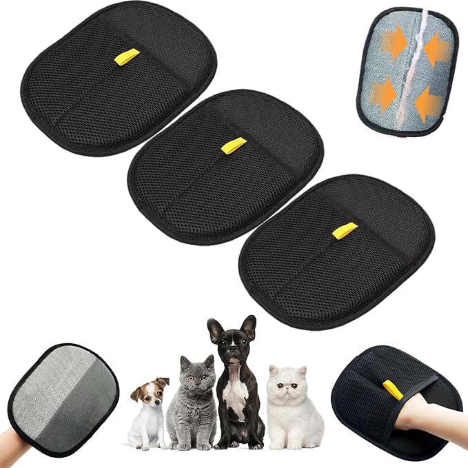 Electrostatic Pet Hair Removal Gloves for Cats, Dogs &Horses, Reusable &Washable for Furniture Couch Carpet Car Seats