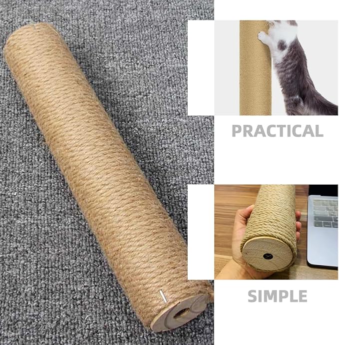 Artibetter Cat Scratching Post Replacement Vertical Scratcher Jute Rope Sturdy 9cm Diameter 40cm Length for Indoor Cats Kitten Claw Activity