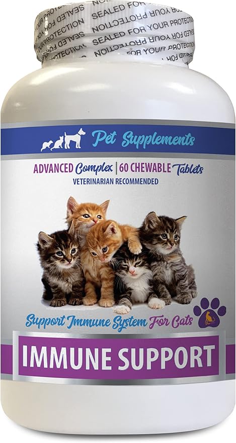 cat Immune Support - Immune Support for Cats - Healthy Immune Response - Vet Recommended - cat Allergy Protection - 1 Bottle (60 Chewable Tablets)