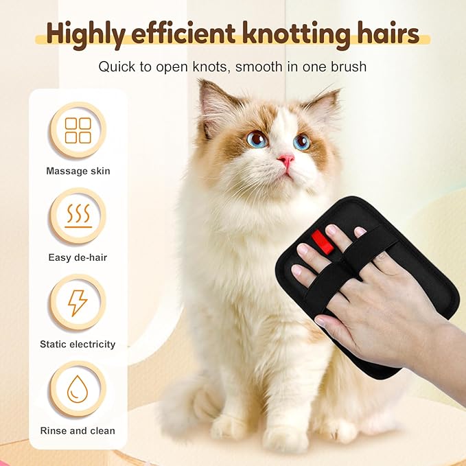 4Pcs Pet Hair Remover Glove for Cats & Dogs, 2026 Upgraded Electrostatic Hair Removal Glove Brush for Pets, Reusable & Washable Magic Brush for Couch, Clothing, Carpet, Furniture, Car Seats (4)