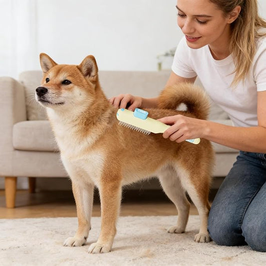 Cat Comb,Self-Cleaning Supplies with Metal Teeth - Cat Hair Comb,for Dog Puppy Animals Indoor Home Shedding