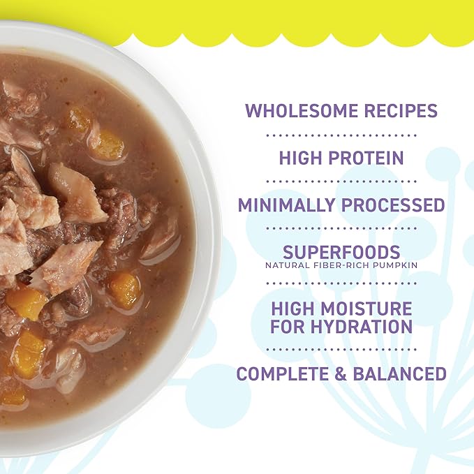 PETITE CUISINE Whole Foods Wet Cat Food, Tuna, Pumpkin & Ocean Whitefish Entree in Broth, 2.8 oz. Can (24 Count)