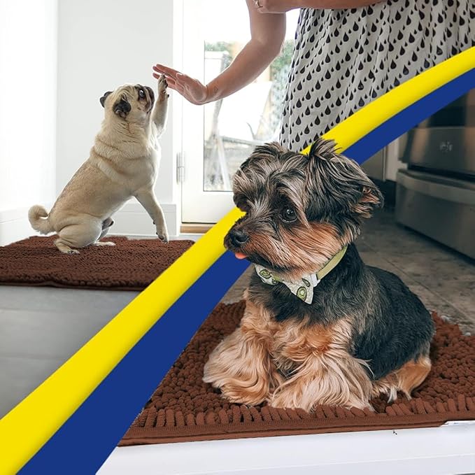 Muddy Mat® | Super Absorbent Door Mat Indoor, Microfiber Quick Dry Chenille Entryway Rug, Non-Slip Front Door Mat, Indoor Mats for Entryway, Machine Washable Pet Rug, Brown 24"x72"