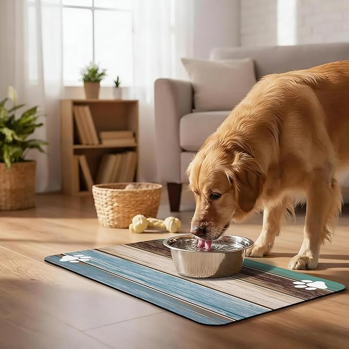 Dog Food Mat, Absorbent Waterproof Non-Slip Pet Cat Bowl Feeding Mat for Food & Water Pet Supplies 12 * 20"