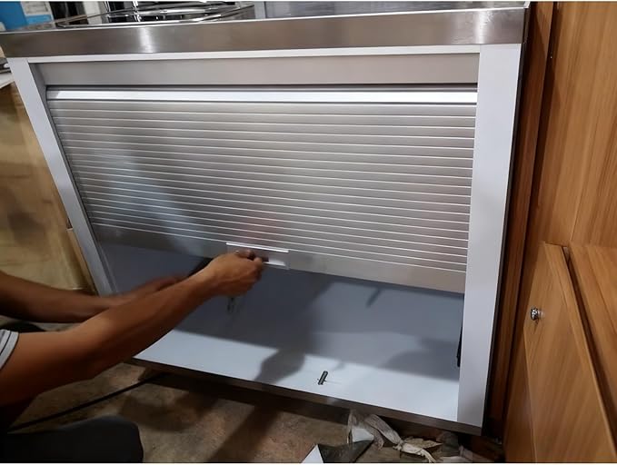 Wide Tambour Door Kit Set, Retractable Roll-Up Door for Cabinets, Pet Supplies, Kitchen Storage, Easy Installation, Sleek Design, Ideal for Home Organization