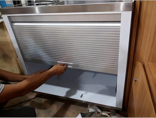 Wide Retractable Roll-Up Tambour Door Kit Set for Cabinets, Pet Supplies, and Storage Solutions - Ideal Replacement for Se Sauce & Cupboards