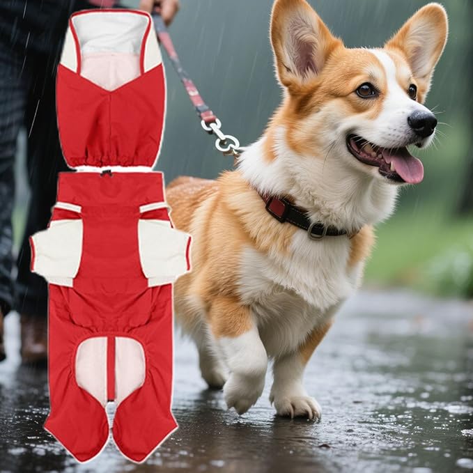 Dog Raincoat,Removable Pet Supplies - Breathable Rain Jacket for Medium Dog - for Daily Walking Training Travel Shopping Camping Adventure