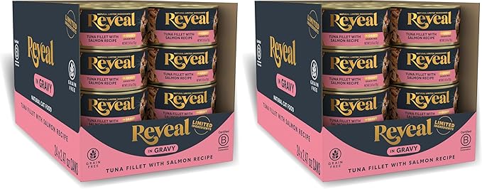 Reveal - Grain Free | Wet Canned Cat Food | 2.47oz - Premium Nutrition,100% Natural,No Additives,and Limited Ingredients (Tuna with Salmon in Gravy),(Pack of 48)