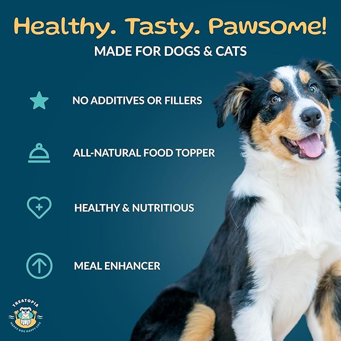 TREATOPIA Protein Crumbles Meal Topper for Dogs & Cats, 8 Oz Shaker Bottle - All-Natural Beef Lung & Liver Appetite Stimulant Seasoning, High-Protein, Healthy Treat, Slow-Roasted, Made in The USA