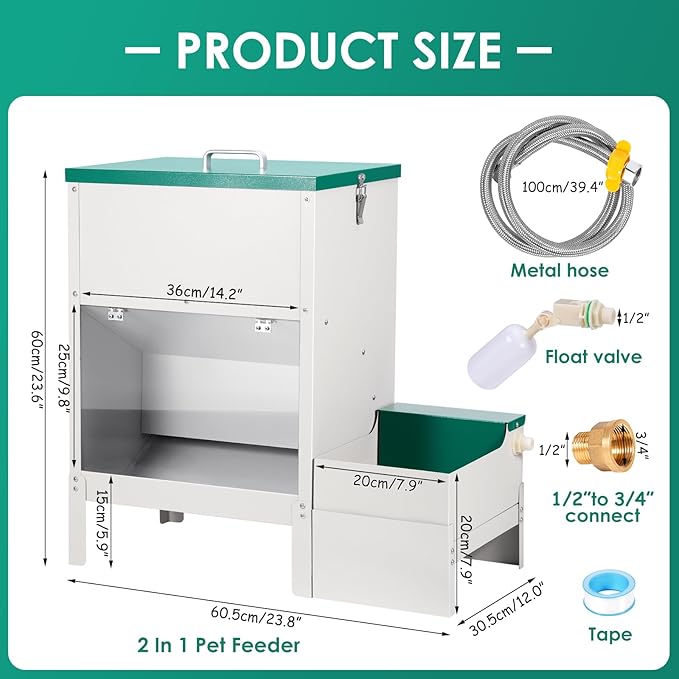 38L Automatic Dog Feeder Large Breed and Automatic Dog Water Dispenser for Large Dogs