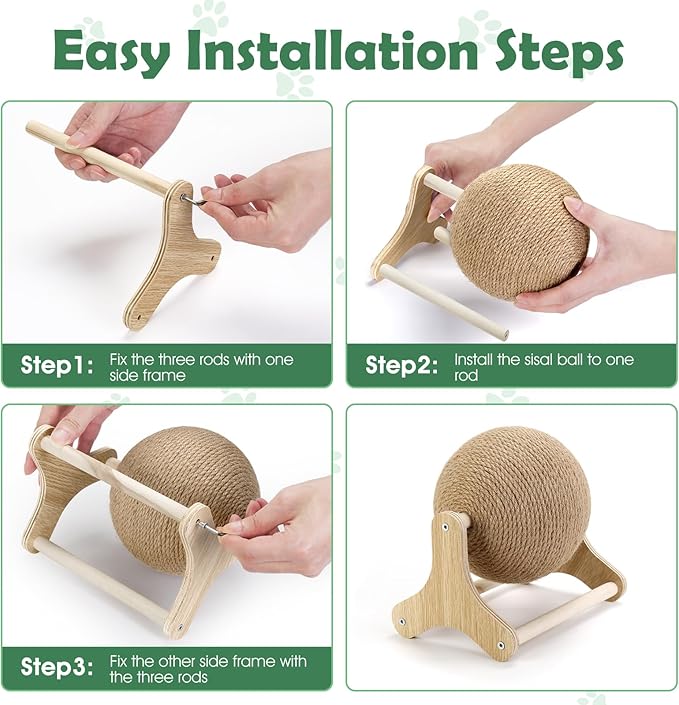 Sisal Cat Scratching Ball, Cat Scratcher Ball Toy with Stable Stand, Interactive Exercise Toy for Small Pet Interactive Exercise and Play