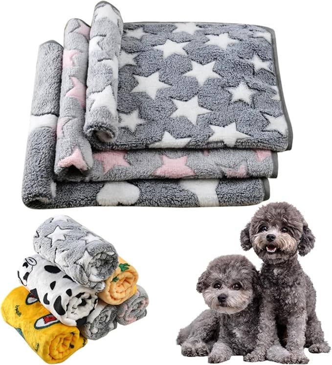 Dog Bed Mat Blanket Soft Cozy Pet Cushion for Small Large Dogs Spring Autumn Warm Travel Mats French Bulldog Chihuahua Supplies (Pink Star,40 x 60cm)