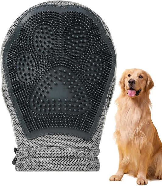 Pet Grooming Glove - Hair Removal Mitt with Soft Silicone Tips Detangling Pet Mitt for Dogs Cats and Puppies Easy Hair Removal with Comfortable Fit Furniture and Carpet Care for Home Car