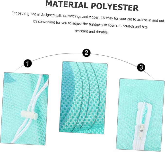 Cat Grooming Bag Multi-Functional Cat Bathing Net for Nail Trimming Ear Cleaning Nail Care Breathable Durable Material Drawstring Design Essential Pet Supply Random Style