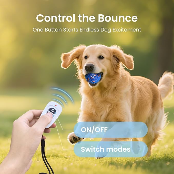 Interactive Dog Toys Dog Ball - Auto Bouncing & Rolling, Chew-Resistant E-TPU Material, 3 Interactive Modes, IPX7 Waterproof, Smart Chase Pet Toy Ball for Medium and Large Dogs (Blue)