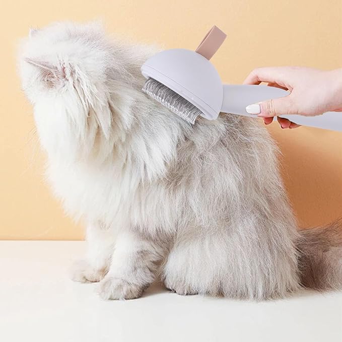 HEEPDD Cat Self Cleaning Slicker Brush, Pets Skin Friendly Grooming Brushes Pet Deshedding Brush for Shedding Dogs Cats Hair Easy to Remove Loose Undercoat with Long or Short Hairs (White)