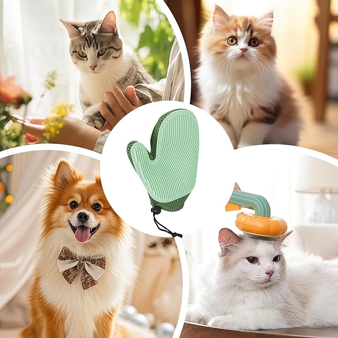 2Pcs Pet Hair Removal Gloves, Efficient Grooming Gloves for Pet Hair Deshedding and Removing, Reusable Cat & Dog Hair Remover Glove for Couch, Furniture, Carpet