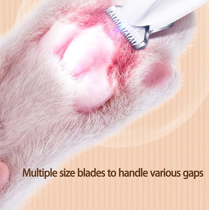 Cat Grooming Trimmer, Low Noise LED Paw Trimmer for Cats & Small Pets, Waterproof Rechargeable Precision Pet Hair Clippers for Paws, Ears, Face & Eyes