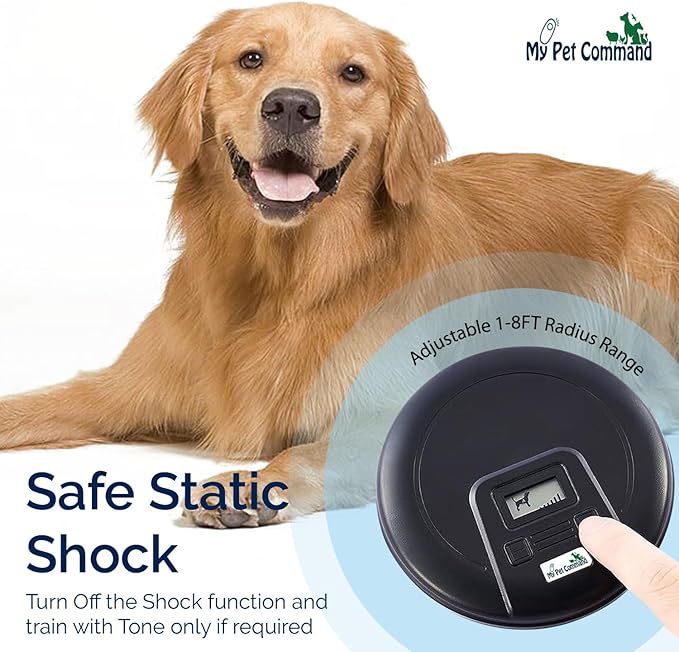 My Pet Command, Indoor Pet Barrier with Adjustable Range, Static and Tone Correction, Hidden Fence for Dogs Containment Collar, Wireless Pet Gate Keeps Areas Off Limits, Rechargeable Collars