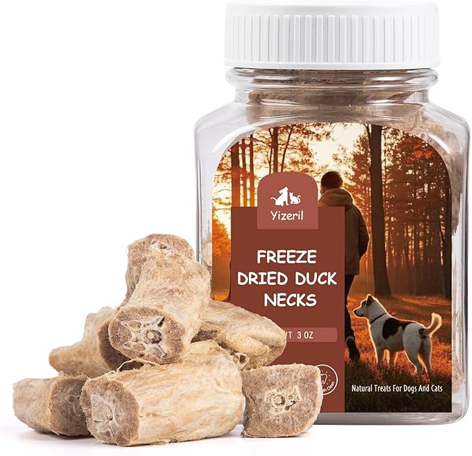 Freeze Dried Duck Necks Dog Cat Treats – High Protein Pet Snack Single Ingredient,Grain Free Dental Chews for Teeth Cleaning (13Pcs)