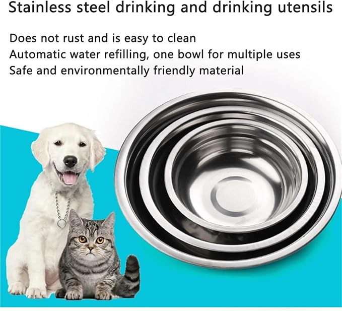 Stainless Steel Pet Water and Food Bowls for Dogs & Cats Drinking and Feeding Container with Stand Easy to Install Pet Supplies(Large Size)