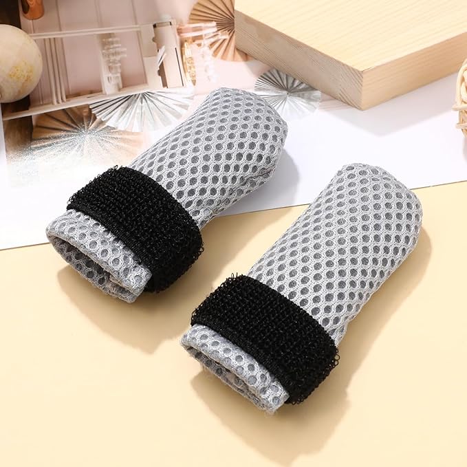 4Pcs Cat Boots - Cats Nail Caps Mittens Paw Covers Shoes for Bathing Shaving Checking Nail Cutting Pet Grooming Socks Anti-Scratch Adjustable Pet Claw Protector Foot Sleeves - Grey M