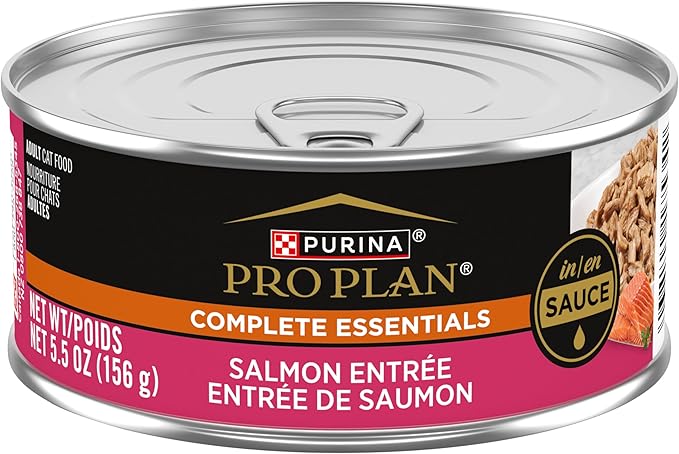 Purina Pro Plan Gravy Wet Cat Food,Complete Essentials Salmon Entree in Sauce - 5.5 oz. Cans,(Pack of 48)