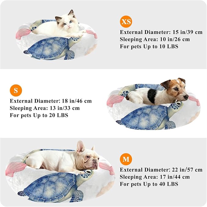 Pet Cat Beds Relieve Stress fluffier Dog Pillow Bed for Medium Size Pets Supplies Turtle Ocean Print