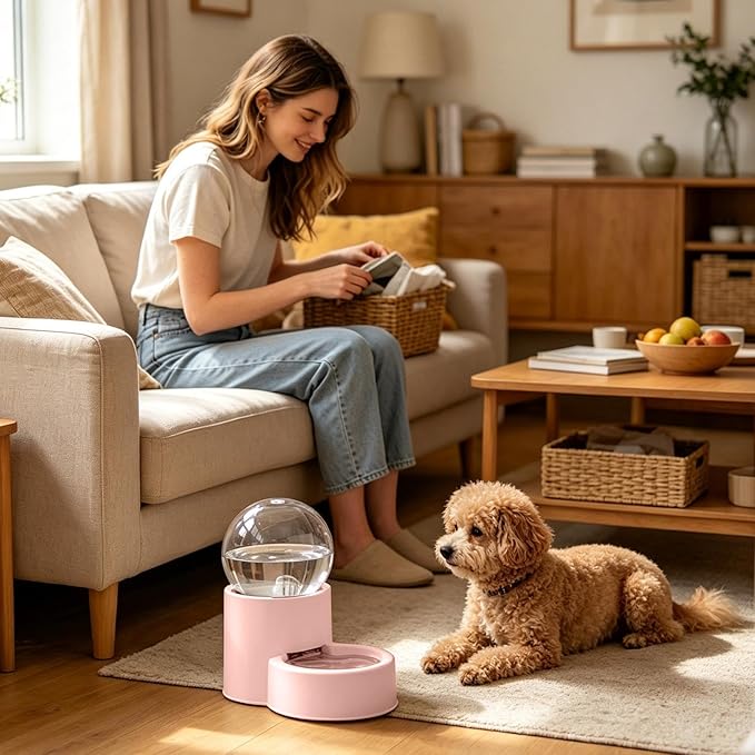 Automatic Pet Water Dispenser for Dogs and Cats – Indoor Water Supply for Pets – for Use in Indoor Patio, Living Room, Home, Holidays, Travel and Getaways End
