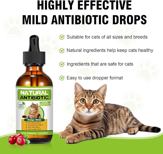 Natural Antibiotics for Cats,Cat Antibiotic,Cat Multivitamin,Immune Support,Supports Allergy Itch Relief,Cats Supplements, Allergy Support