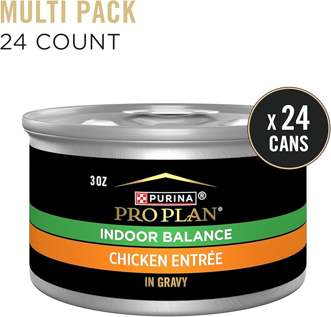 Purina Pro Plan Indoor Balance Chicken Cat Food Wet Entree in Gravy - (Pack of 24) 3 oz. Cans