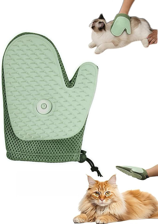 All-in-One Grooming Mist Glove for Pets,2025 Pet Hair Remover Glove,Cat and Dog Grooming Gloves, Cat Brush Glove for Bed Sheets Couch Clothes Carpet Car Seat,Pets Spray Gloves Deshedding Tools (Green)