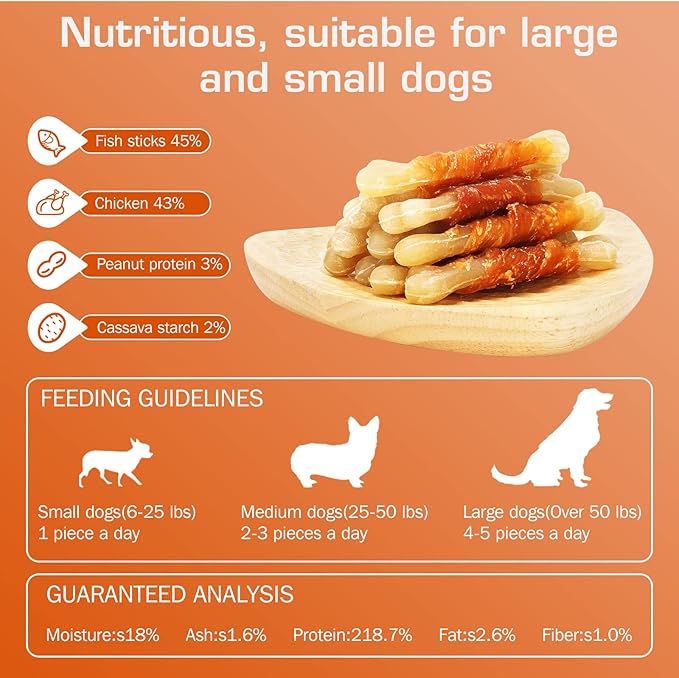UrbanX HealthyBones Rawhide Free Healthy Foods for Bedlington Terrier and Other Small Terrier Dogs, Chicken Wrapped Sticks Dog Foods, Soft Chewy Foods for Training Rewards, 14 Count